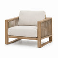 Fauteuil en bois d'acacia avec coussins en polyester beige