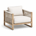 Fauteuil en bois d'acacia et corde polyester beige