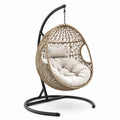 Fauteuil suspendu en rotin avec coussin beige