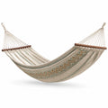 Hamac en Coton Tissé avec Barres en Bois Beige 200x150 cm