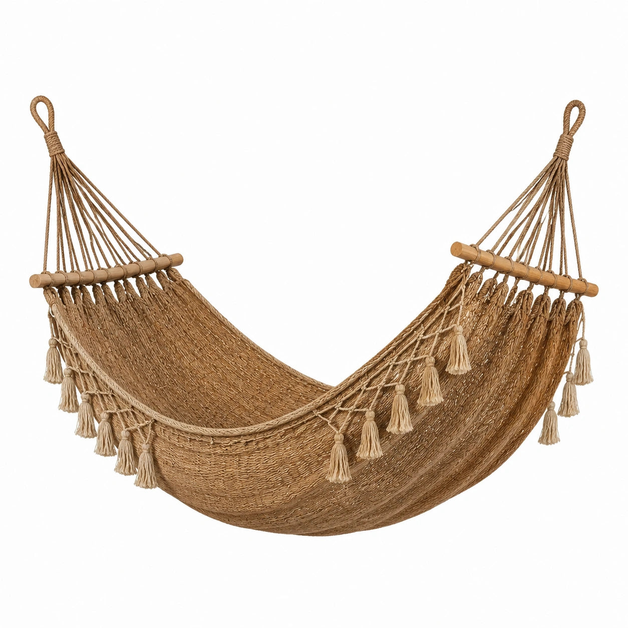 Hamac en jute avec franges 200x150 cm marron