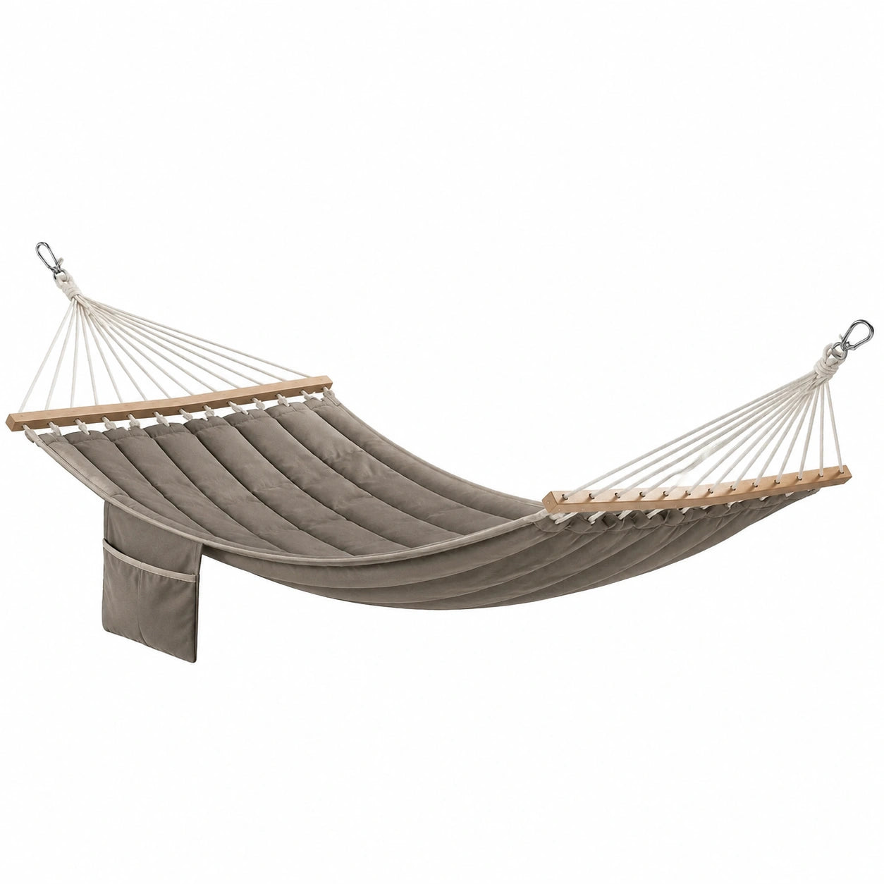 Hamac en toile de polyester avec support en bois 200x140 cm taupe