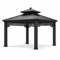 Pavillon de jardin en aluminium noir 300x300x270 cm