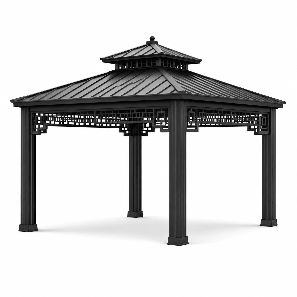 Pavillon de jardin en aluminium noir 300x300x270 cm