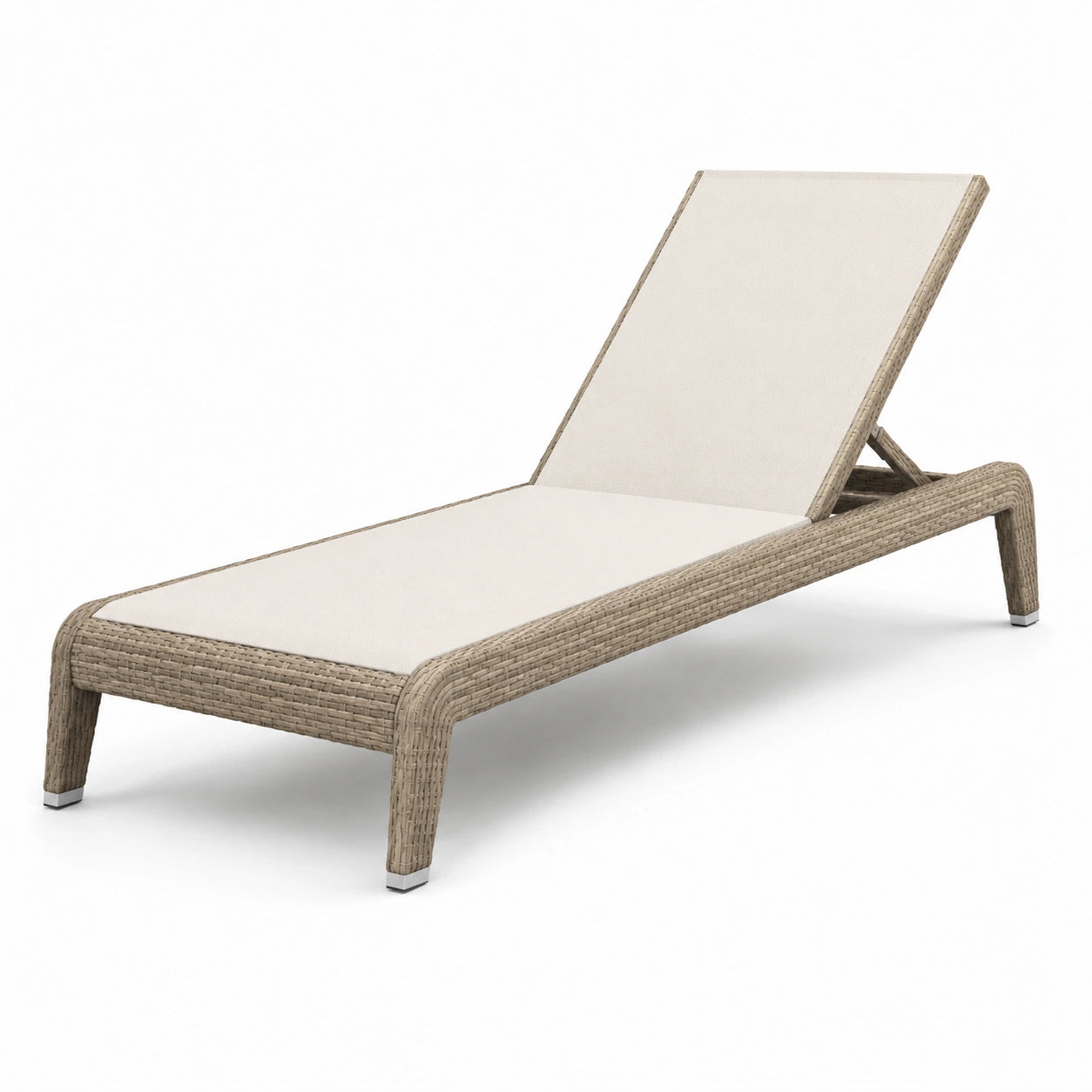 Chaise longue en résine tressée aluminium 195 cm crème