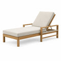 Chaise longue en bois avec coussin en lin réglable beige