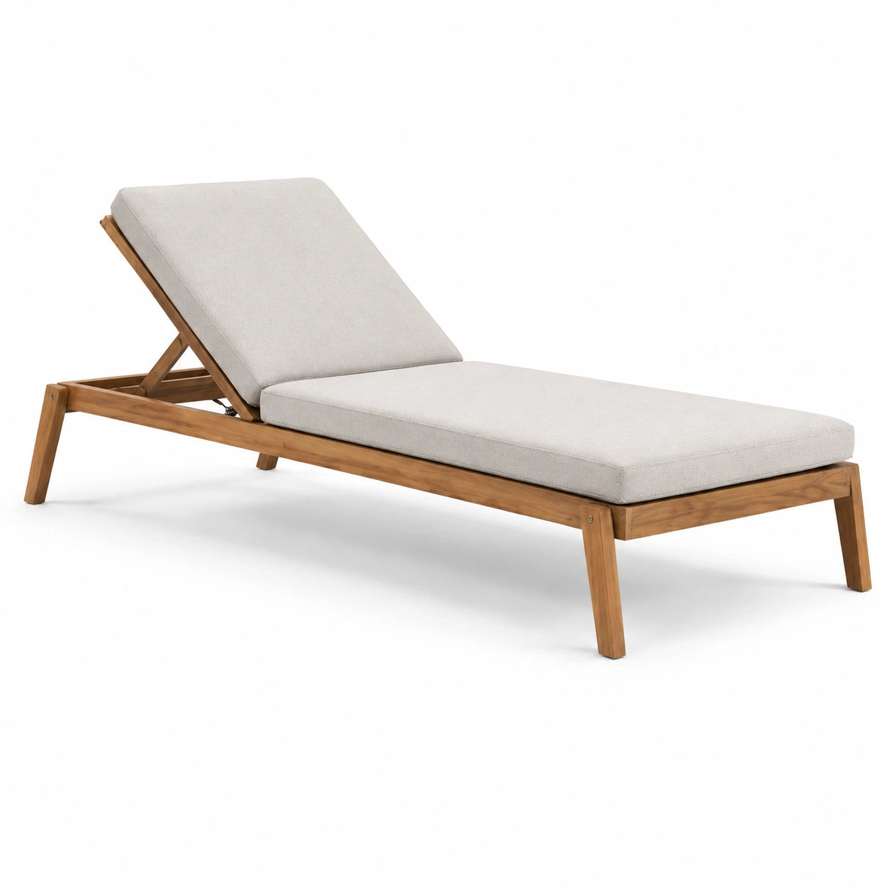 Chaise longue en bois avec tissu polyester beige 200 cm