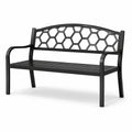 Banc de jardin en métal noir avec motif hexagonal 128 cm