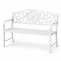 Banc de jardin en métal avec motif floral blanc