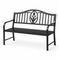 Banc de jardin en métal noir avec motif tulipe