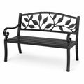 Banc en métal avec motif feuille 128 cm noir