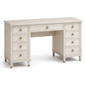Bureau en bois avec 9 tiroirs en chêne blanc 140x45x75 cm