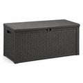 Coffre de rangement en plastique imitation rotin gris 117x45x57 cm