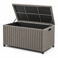 Coffre de rangement en osier synthétique gris