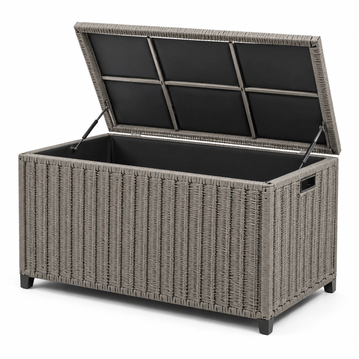 Coffre de rangement en osier synthétique gris