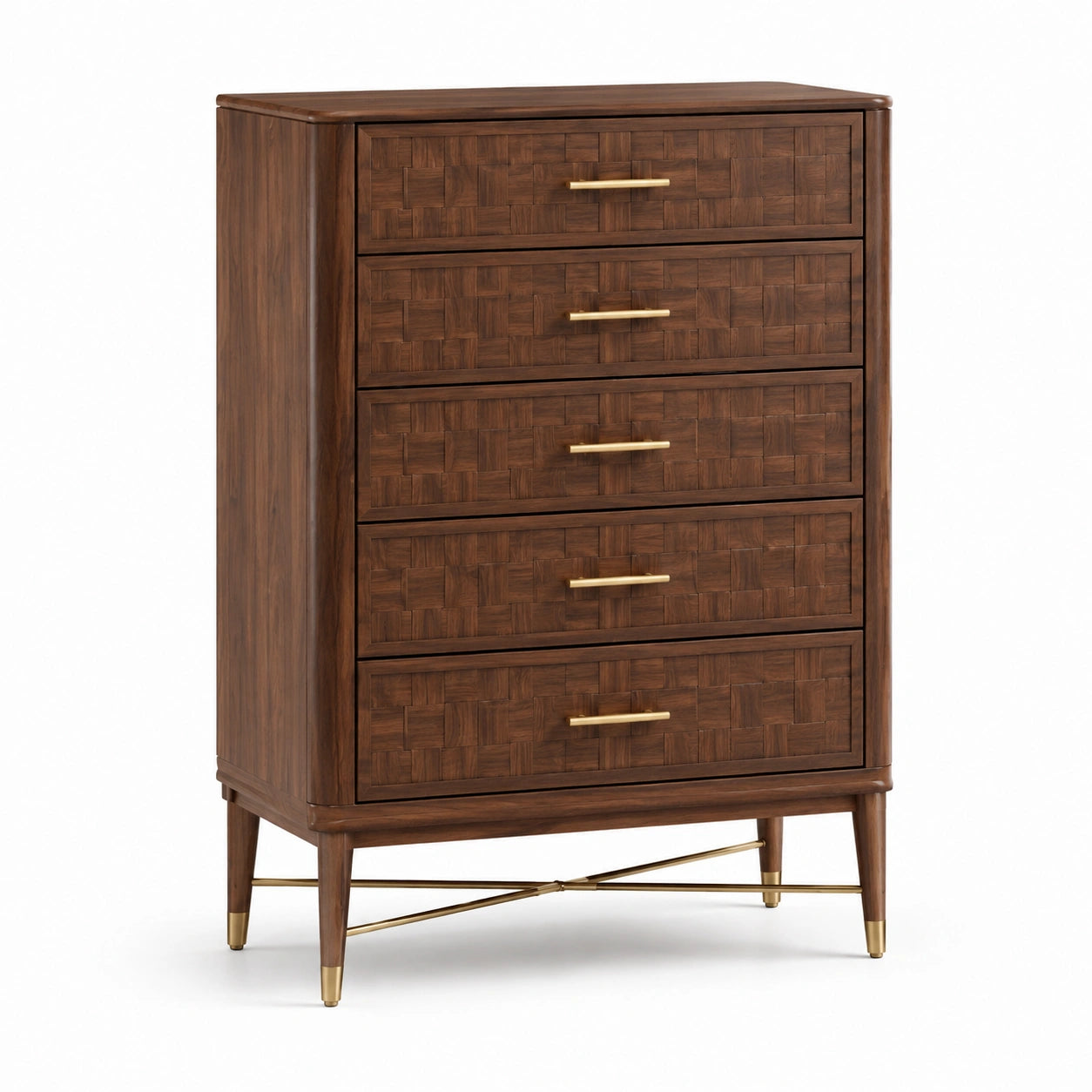 Commode en bois avec poignées en métal doré 120x80x40cm