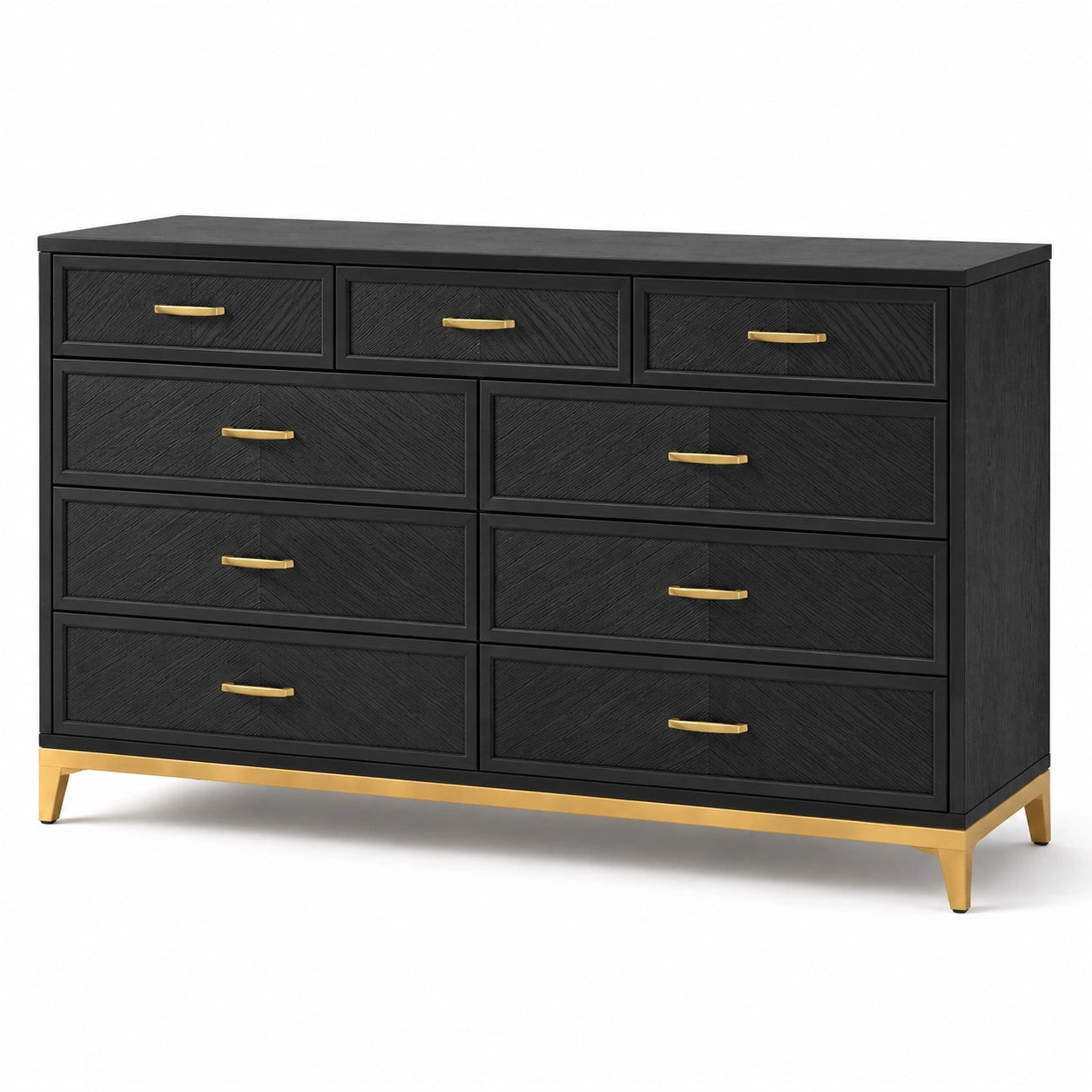 Commode en Bois avec Poignées Métalliques Dorées